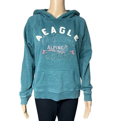 Sudadera con capucha para mujer American Eagle sudadera pulóver manga larga verde grande  Foto 1 de 4
