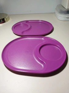 Set of 2 Tupperware Snackatizer Snack Plates Trays - Purple #2142 T10 - Picture 1 of 2