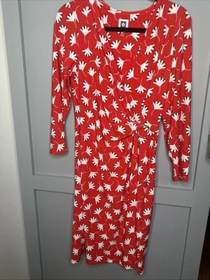 Платье Anne Klein женское фирменное красное с запахом стильное маковое комбинированное размер M - Изображение 1 из 4