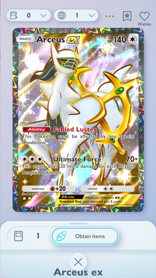 Arceus Full Art 2⭐, Pokemon TCG Pocket, Triumphant Light, English - Image 1 of 1