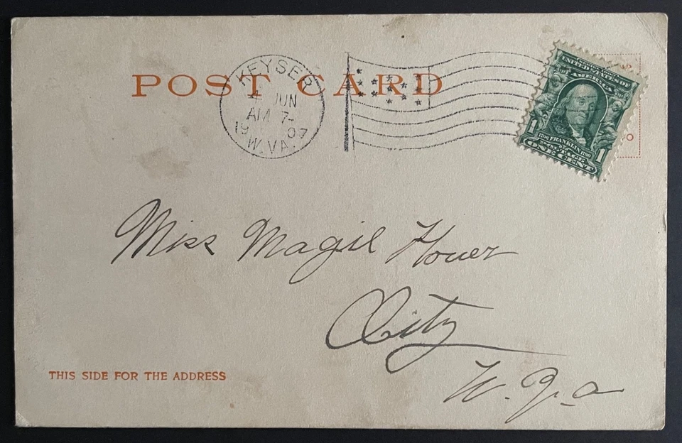 Keyser, West Virginia Post Card, mailed Jun 4, 1907, addressed to City - WV - Image 1 of 2