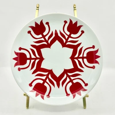 Crate & Barrel Kate Forrester Nordic Red & White Salad Plate – 8" Replacement - Image 1 of 4
