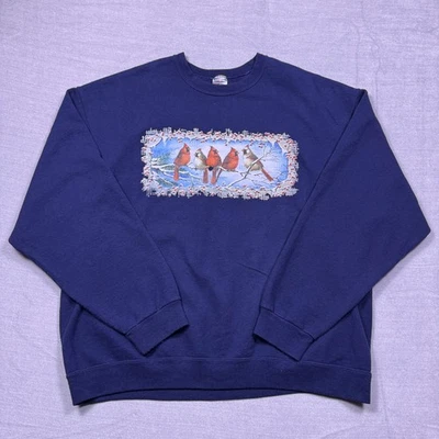 Vintage Jerzees Womens Blue Grandma Core Cardinal Bird Sweatshirt Size 2XL - Image 1 of 4