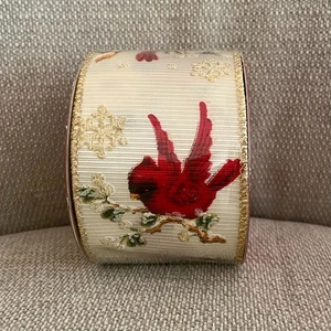Holiday Living Create Cardinal Bird Christmas Ribbon Garland - 2.5in x 15ft NEW - Picture 1 of 5