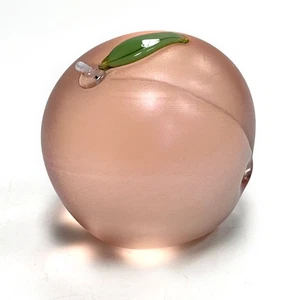 Orient & Flume Kunst Glas Briefbeschwerer irisierend Pfirsich Obst signiert Vintage - Bild 1 von 10