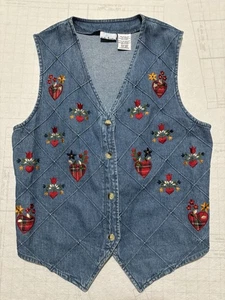 Chaleco Vaquero Bobbie Brooks De Colección Mujer M 8/10 Cottage Floral Bordado Western - Imagen 1 de 8