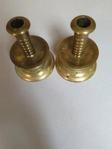 Pair (2) Solid Brass Candlesticks Candle Holders S Eastman Concord NH - Picture 1 of 8