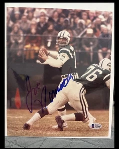 JOE NAMATH SIGNED 8X10 PHOTO NEW YORK JETS -Beckett - Picture 1 of 3