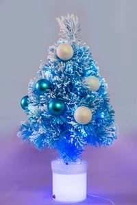 Christmas Tree World | The 60cm Snowy LED Fibre Optic Tree| Baby Pink or Blue - Picture 1 of 16