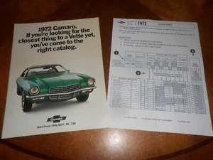 1972 CHEVY CAMARO BROCHURE / 16 p. CATALOG + '72 CHEVROLET SS RS Z28 ORDER FORM - Picture 1 of 7
