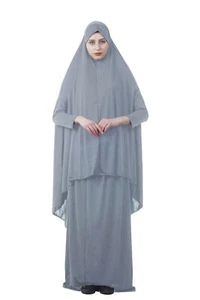 Ramadan Prayer Dress Set Women Overhead Khimar Kaftan Muslim Robe Robe Burqa - Picture 1 of 33
