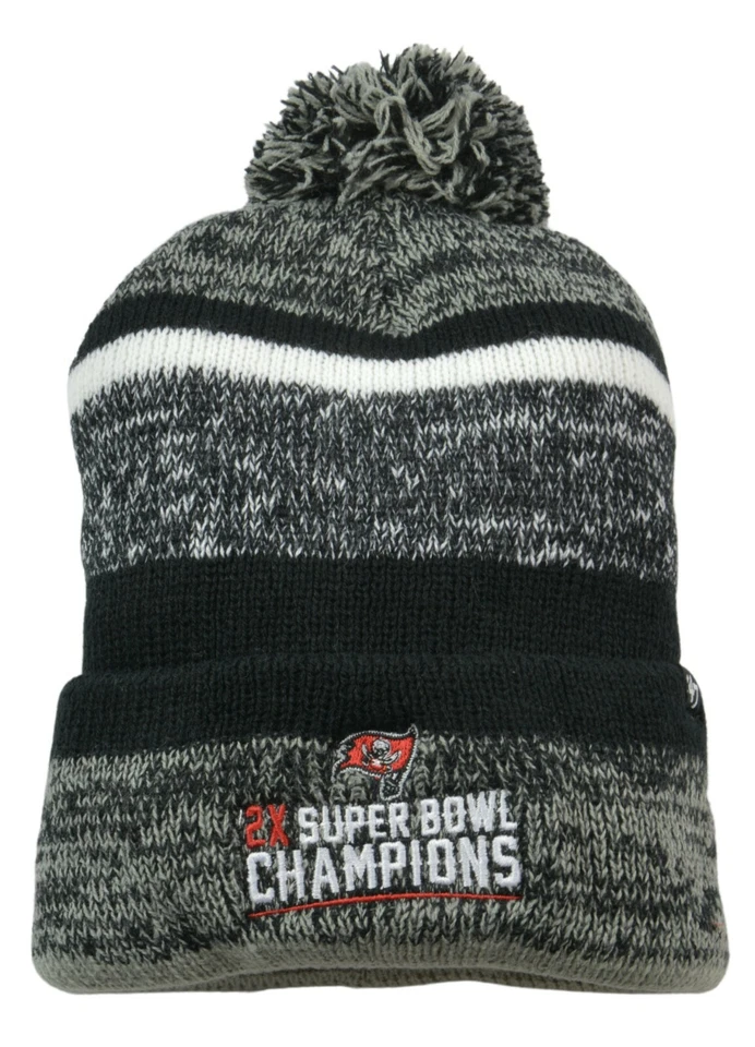Tampa Bay Buccaneers 2x Super Bowl Champions 47 Brand Pom Knit Beanie Hat Unisex