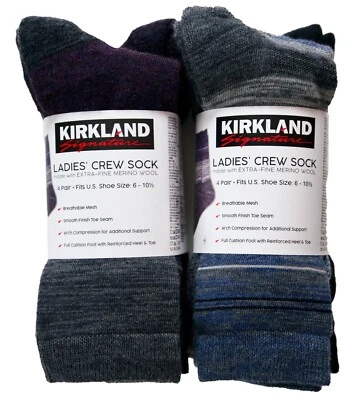Nuevos calcetines Kirkland Signature para dama de lana merino extrafina, 4 pares Foto 1 de 4