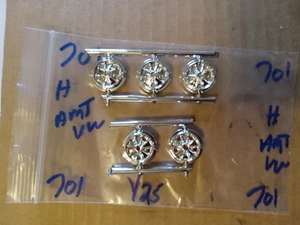 Four (4) Chrome Wheels 1/25 scale From AMT VW Kit Package # 701 free ship - Picture 1 of 3