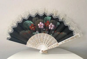 Ventilatore vintage a mano cinese classico dipinto a mano arredamento casa - Foto 1 di 10