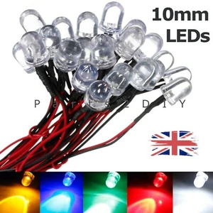10mm 12V Pre-Wired LED Ultra Bright Water Clear Bulb 5V 9V 20cm Prewired UK - Picture 1 of 4