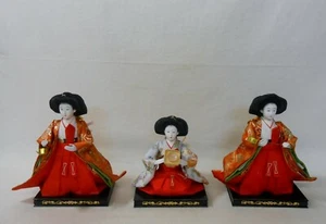 201 Set of 3 Japanese HINA Doll / SANNIN-KANJYO w/ Base & Tools - Picture 1 of 8