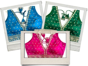 Saree Blouse Readymade Designer Sari Choli Indian Party Wear Bollywood Dress - Picture 1 of 4