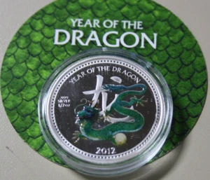 Niue 2 Dollars 2012 Silber 1/2 oz #F6873 "Year of the Dragon" Proof Colored - Bild 1 von 8