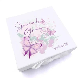Personalised Special Gran Pink & Purple Butterfly Keepsake Memory Box UV-754 - Picture 1 of 1