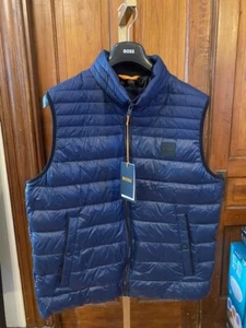 BOSS Men's Lightweight Nylon Patch Logo Puffer Vest 46 R Color Navy - Picture 1 of 4