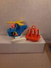 Vintage Fisher-price Little People Off Shore Helicopter & Cargo Cage Pilot