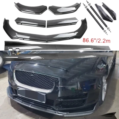 Carbon Fiber Front Bumper Lip Spoiler & Side Skirt For Jaguar XE XJ XJL XF Foto 1 de 4