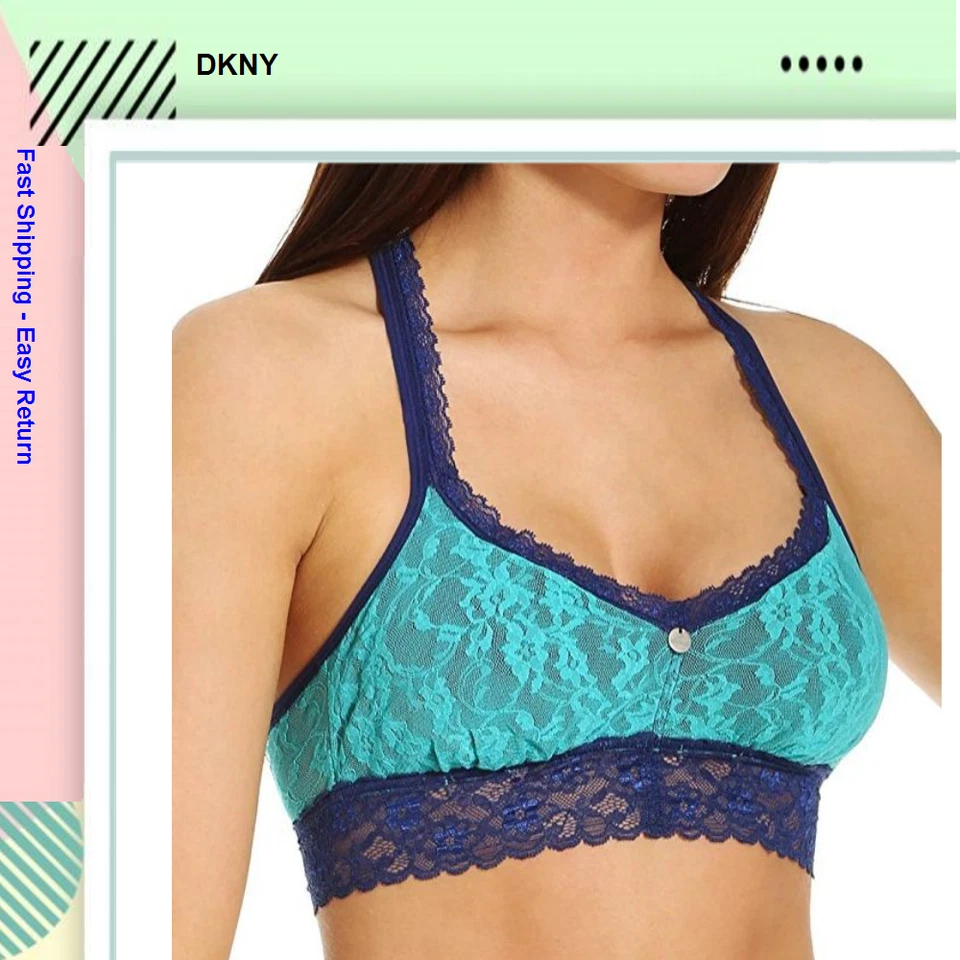 Sujetador DKNY Intimates para mujer de encaje con elevación perfecta, jade/patio azul marino, talla S Foto 1 de 1