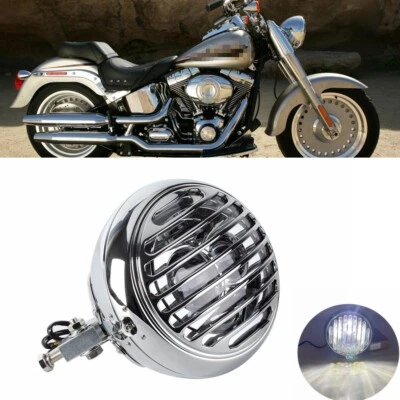 For Harley Softail Heritage Classic Fat Boy FLSTF 7" LED Grill Headlight With E9 - Image 1 of 4