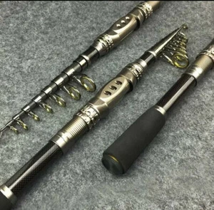 Carbon Fiber Telescopic Spinning Rods Rock Fishing Rod Pole Travel Sea 1.8m-3.3m - Picture 1 of 15