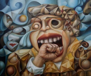 Pain 2023 (oil on canvas by A. Lavrov) 20x24", cubism, surrealism, symbolism - Picture 1 of 5