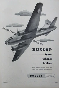 2/1951 PUB DUNLOP TYRE WHEEL BRAKE FOKKER S.13 ORIGINAL AD - Picture 1 of 1