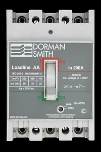 DORMAN SMITH 200 AMP 25kA TRIPLE POLE MCCB LOADLINE AA LLBAAT200 - Picture 1 of 6