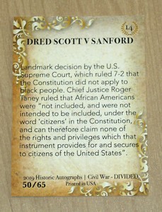 2019 Historic Autographs Civil War Divided base card #14 50/65