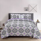 Luxury 4 Pcs Bedspread Queen King Size Down Alternative Reversible Bed Throw Set