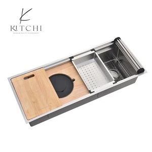 45" Single Bowl Satin Stainless Steel Under Mount Kitchen Sink Two Ledge - Picture 1 of 8