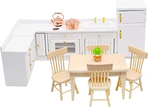 1:12 Scale Mini Wooden Furniture Miniature Kitchen Furniture Set Mini House Acce - Picture 1 of 9