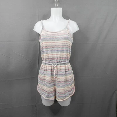 女式连身裤短裤小号彩虹 Y2K 复古针织柔软女孩经典海岸艺术 — 第 1/4 张图片