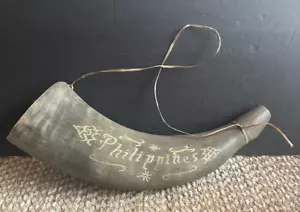 PHILIPPINEN handgeschnitztes Schwarzpulverhorn - Bild 1 von 6
