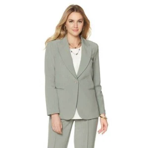 DIANE GILMAN Size XS Gabardine Boyfriend Blazer SAGE GREEN - Picture 1 of 3