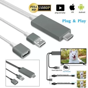 1080P HDMI Mirroring Cable Phone to AV TV HDTV Adapter For iPhone iPad Android - Picture 1 of 11
