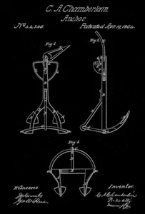 1864 - Anchor - C. A. Chamberlain - Patent Art Poster - Picture 1 of 3