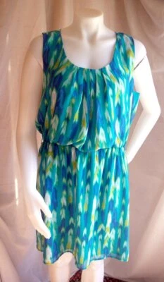 Mujer a.n.a. Vestido Transparente-L-NUEVO CON ETIQUETAS-Totalmente Forrado-Azul Mar Océano Colores-Verano Foto 1 de 4