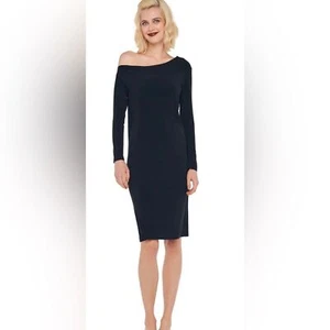 NORMA KAMALI SCHULTERFREIES KLEID schwarz Größe L - Bild 1 von 16