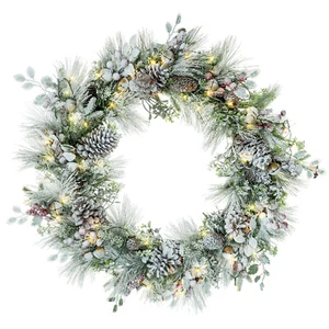 "Guirnalda de Navidad con copos de nieve de 30"" luces LED a batería" - Imagen 1 de 3