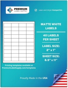 Etiquetas adhesivas premium blancas de código de barras 2"x1" 4000 100 hojas - Imagen 1 de 5