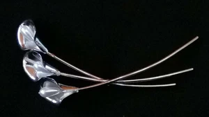 Vintage Beau Sterling Mid Century Modernist Faux Pearl Calla Lilies Brooch - Picture 1 of 4