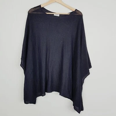 [ JIGSAW ] Womens Navy Oversized Linen Pullover Poncho Jumper  | One Size - Image 1 of 4