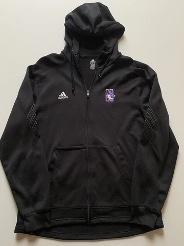 Adidas Northwestern Wildcats Hoodie Mens Medium Black Full Zip Sweatshirt NCAA Cover