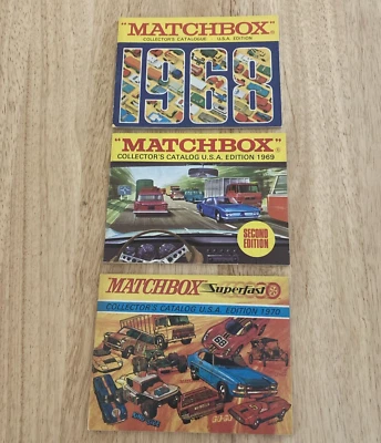 Vintage Lot 3 Matchbox Collector's Catalog Booklet 1968, 1969, 1970 Lesney - Image 1 of 4